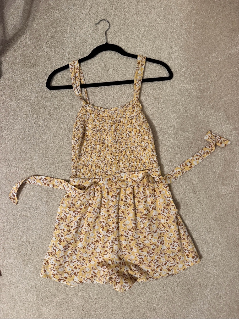 Abercrombie & Fitch Yellow Floral Smocked Romper